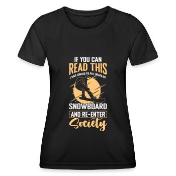 Snowboard Sport Vacances d’hiver - T-shirt sport Femme - noir - Devant - AI Model Female 172 light (172cm)