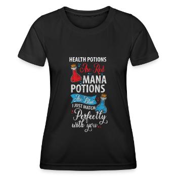 Sagesse des signes d’alchimie - T-shirt sport Femme - noir - Devant - AI Model Female 172 light (172cm)