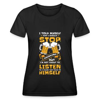 Bier Party Humor Schnaps - Frauen Funktions-T-Shirt - Schwarz - Vorne - AI Model Female 172 light (172cm)