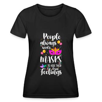 Mask Party Festival Stranger - T-shirt sport Femme - noir - Devant - AI Model Female 172 light (172cm)
