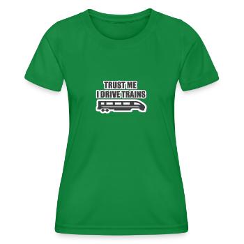Lokführer, Zugführer, Eisenbahn, U-Bahn, ICE, Zug - Frauen Funktions-T-Shirt - Kelly Green - Vorne - AI Model Female 172 dark (172cm)