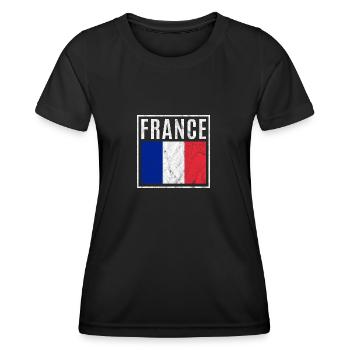 France - T-shirt sport Femme - noir - Devant - AI Model Female 172 light (172cm)