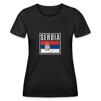 Serbien - Frauen Funktions-T-Shirt - Schwarz - Vorne - AI Model Female 172 light (172cm)