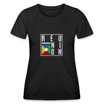 Réunion - T-shirt sport Femme - noir - Devant - AI Model Female 172 light (172cm)