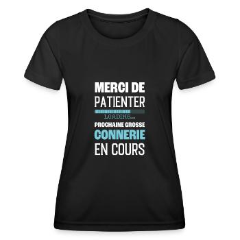 Prochaine connerie rigolo - T-shirt sport Femme - noir - Devant - AI Model Female 172 light (172cm)