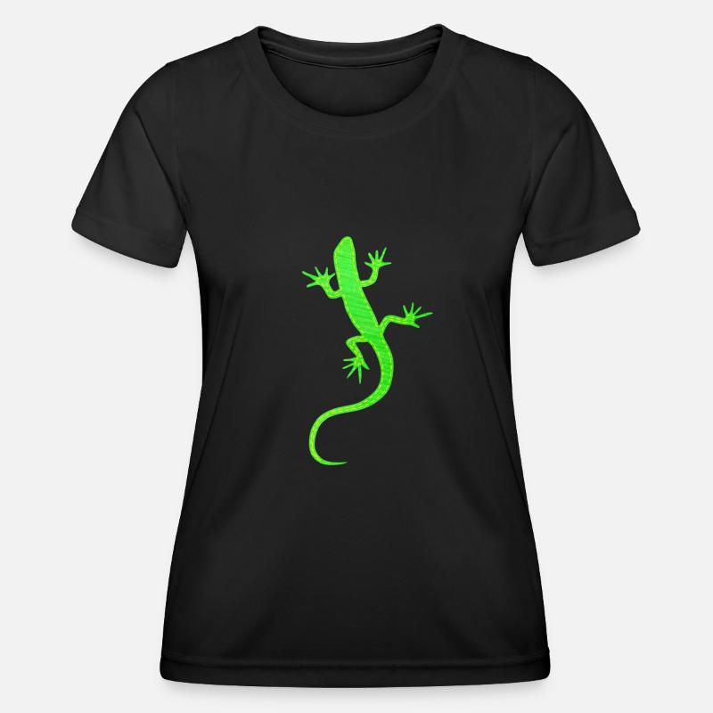 Green Gecko sewn from fabric - Women's Functional T-Shirt - black