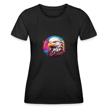 Fier pygargue à tête blanche sur des éclaboussures de couleur - T-shirt sport Femme - noir - Devant - AI Model Female 172 light (172cm)
