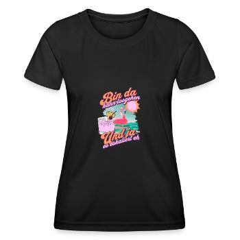 Design de fête 'I’m there can go' Flamingo - T-shirt sport Femme - noir - Devant - AI Model Female 172 light (172cm)