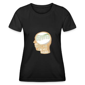 Matcha Gehirn Matcha Latte abstrakt Matcha Gedanke - Frauen Funktions-T-Shirt - Schwarz - Vorne - AI Model Female 172 light (172cm)