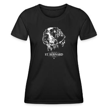 St Bernard Maman Chien Chien Saint Bernard Wilsigns - T-shirt sport Femme - noir - Devant - AI Model Female 172 light (172cm)