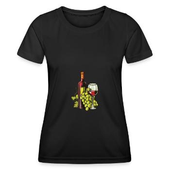 Wine Glass Grapes Wine - Women's Functional T-Shirt - black - Front - AI Model Female 172 light (172cm)