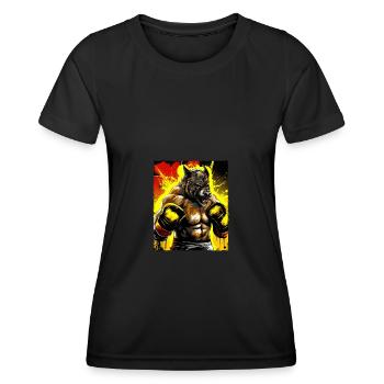 Wolf Boxer Boxen - Frauen Funktions-T-Shirt - Schwarz - Vorne - AI Model Female 172 light (172cm)