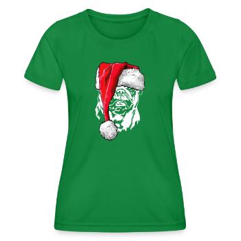 Santa Mops Weihnachten Nikolaus Hunde Wilsigns - Frauen Funktions-T-Shirt - Kelly Green - Vorne - AI Model Female 172 dark (172cm)