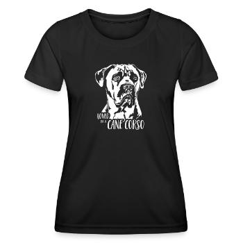 Aimé par un chien Cane Corso Dog Wilsigns - T-shirt sport Femme - noir - Devant - AI Model Female 172 light (172cm)