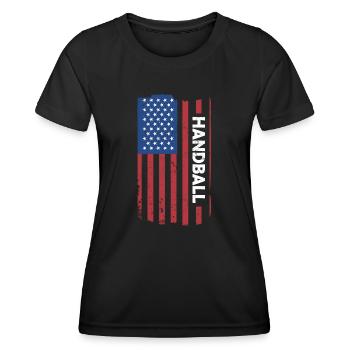 Sport Us Flag Handball - Frauen Funktions-T-Shirt - Schwarz - Vorne - AI Model Female 172 light (172cm)