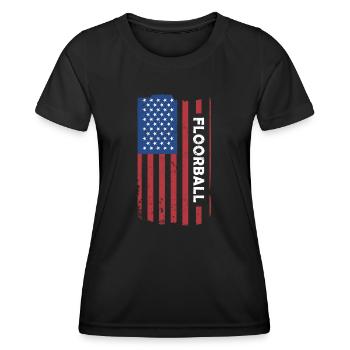 Sport Us Flag Floorball - Frauen Funktions-T-Shirt - Schwarz - Vorne - AI Model Female 172 light (172cm)