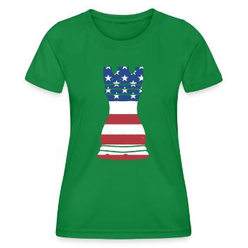 Chess Player Us Flag Chess - Frauen Funktions-T-Shirt - Kelly Green - Vorne - AI Model Female 172 dark (172cm)