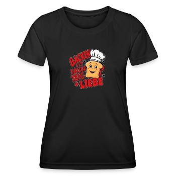 Backen ist Sauerteig und Liebe. - Frauen Funktions-T-Shirt - Schwarz - Vorne - AI Model Female 172 light (172cm)