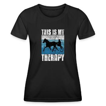 Ceci est ma thérapie Trotting Harness Width Retro - T-shirt sport Femme - noir - Devant - AI Model Female 172 light (172cm)