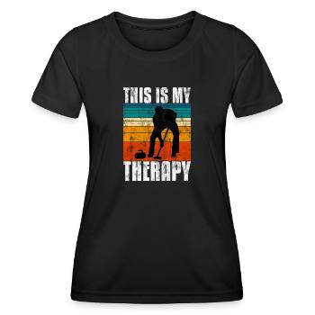 Curling is my Therapy Curler Eisstockschießen - Women's Functional T-Shirt - black - Front - AI Model Female 172 light (172cm)