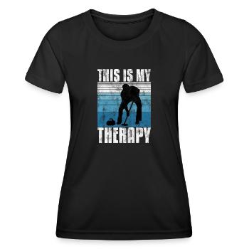 Curling is my Therapy Curler Eisstockschießen - Women's Functional T-Shirt - black - Front - AI Model Female 172 light (172cm)