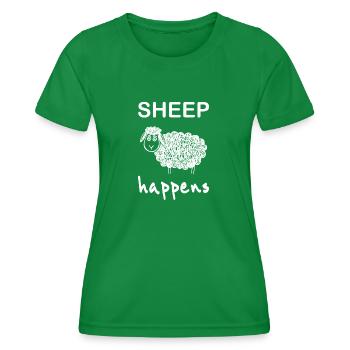 Schaf lustige Bilder Spruch shit happens - Frauen Funktions-T-Shirt - Kelly Green - Vorne - AI Model Female 172 dark (172cm)