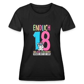 Endlich 18 Aber Meine Eltern Wohnen Immer Noch Bei - Frauen Funktions-T-Shirt - Schwarz - Vorne - AI Model Female 172 light (172cm)