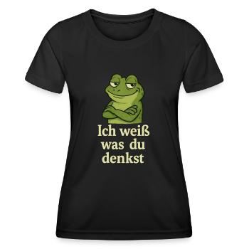 Frosch grinsend Ich weiß was du denkst - Frauen Funktions-T-Shirt - Schwarz - Vorne - AI Model Female 172 light (172cm)