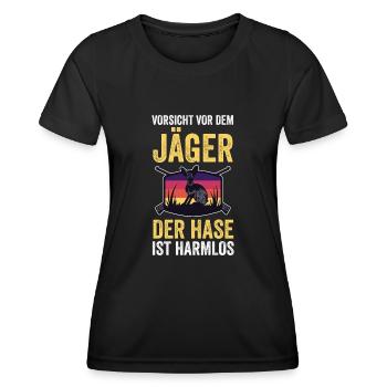 Hasenjäger Hasenjagd Kaninchenjagd Jäger - Frauen Funktions-T-Shirt - Schwarz - Vorne - AI Model Female 172 light (172cm)