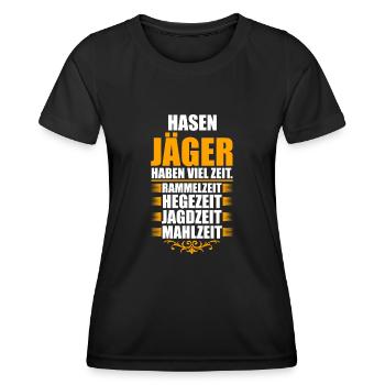Hasenjäger Hasenjagd Kaninchenjagd Jäger - Frauen Funktions-T-Shirt - Schwarz - Vorne - AI Model Female 172 light (172cm)