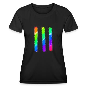 Lignes | Lignes ondulées | symboles | Modèle - T-shirt sport Femme - noir - Devant - AI Model Female 172 light (172cm)
