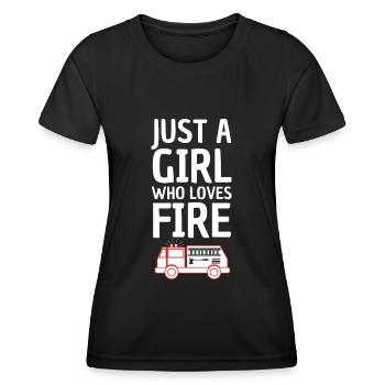 Just a girl who loves fire trucks - Women's Functional T-Shirt - black - Front - AI Model Female 172 light (172cm)