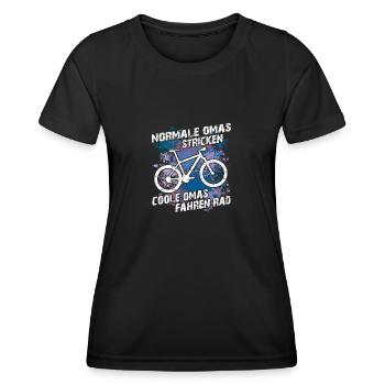Coole Oma fährt Fahrrad lustiger Omaspruch - Frauen Funktions-T-Shirt - Schwarz - Vorne - AI Model Female 172 light (172cm)