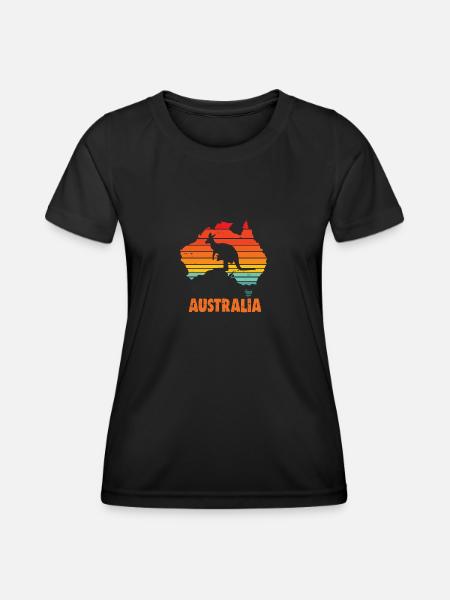 Australia - Frauen Funktions-T-Shirt - Schwarz