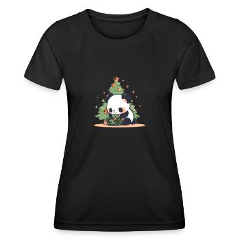 Sapin de Noël Panda Bear - T-shirt sport Femme - noir - Devant - AI Model Female 172 light (172cm)
