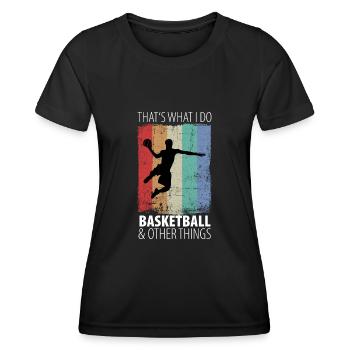 Basket basket basket basket-ball rengaine - T-shirt sport Femme - noir - Devant - AI Model Female 172 light (172cm)