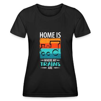Train Chemin de fer Trains Trains Conducteurs de train - T-shirt sport Femme - noir - Devant - AI Model Female 172 light (172cm)