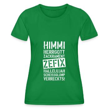 47B Himmi Herrgott ZACKRAMENT ZEFIX HALLELUJAH - Frauen Funktions-T-Shirt - Kelly Green - Vorne - AI Model Female 172 dark (172cm)