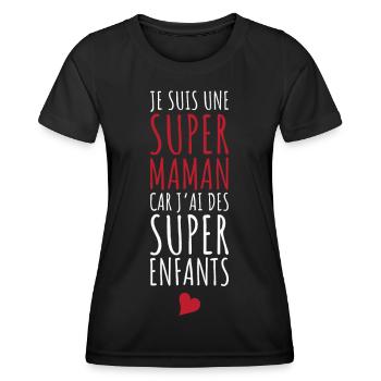Super Maman Cadeau Rigolo Femme Pour Une Maman - T-shirt sport Femme - noir - Devant - AI Model Female 172 light (172cm)