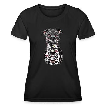 Gloomy Dog Illustration Print - Women's Functional T-Shirt - black - Front - AI Model Female 172 light (172cm)