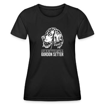 Gordon Setter la vie est meilleure Chiens Chiens Wilsigns - T-shirt sport Femme - noir - Devant - AI Model Female 172 light (172cm)
