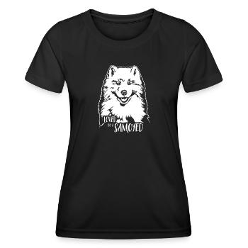 Loved by a Samoyed Dog Samoyed Dog Saying - Women's Functional T-Shirt - black - Front - AI Model Female 172 light (172cm)