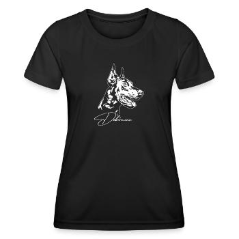 Dobermann Hundeportrait Hunde Hundesport Wilsigns - Frauen Funktions-T-Shirt - Schwarz - Vorne - AI Model Female 172 light (172cm)