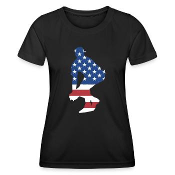 Sport Us Flag Baseball - Frauen Funktions-T-Shirt - Schwarz - Vorne - AI Model Female 172 light (172cm)
