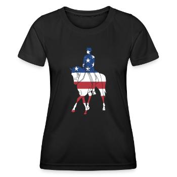Sport Us Drapeau Équestre - T-shirt sport Femme - noir - Devant - AI Model Female 172 light (172cm)