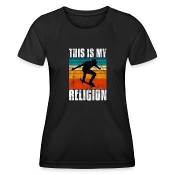 Le skateboard est ma religion Skateboard Skate sk8 - T-shirt sport Femme - noir - Devant - AI Model Female 172 light (172cm)