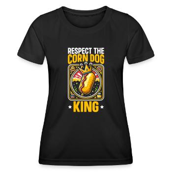 Amateur de chiens de maïs Restauration rapide Saucisses gastronomiques Corndog - T-shirt sport Femme - noir - Devant - AI Model Female 172 light (172cm)