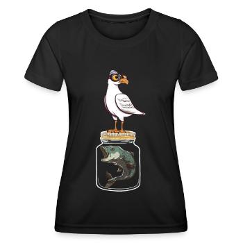 Mouette Mouettes Poisson Poisson Mouette Maritime - T-shirt sport Femme - noir - Devant - AI Model Female 172 light (172cm)