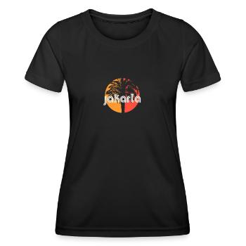 Jakarta Indonesien Kunsturlaub Souvenir Palme - Frauen Funktions-T-Shirt - Schwarz - Vorne - AI Model Female 172 light (172cm)
