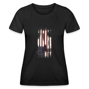 USA Flag - Women's Functional T-Shirt - black - Front - AI Model Female 172 light (172cm)